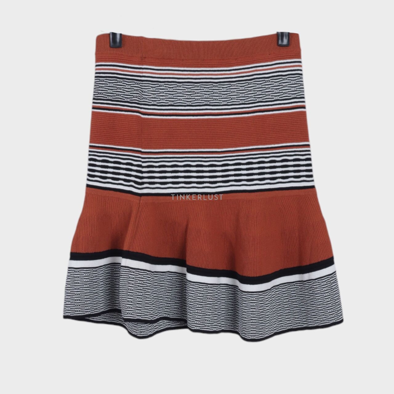 Sandro Paris Striped Ribbed Flounce Mini Skirt