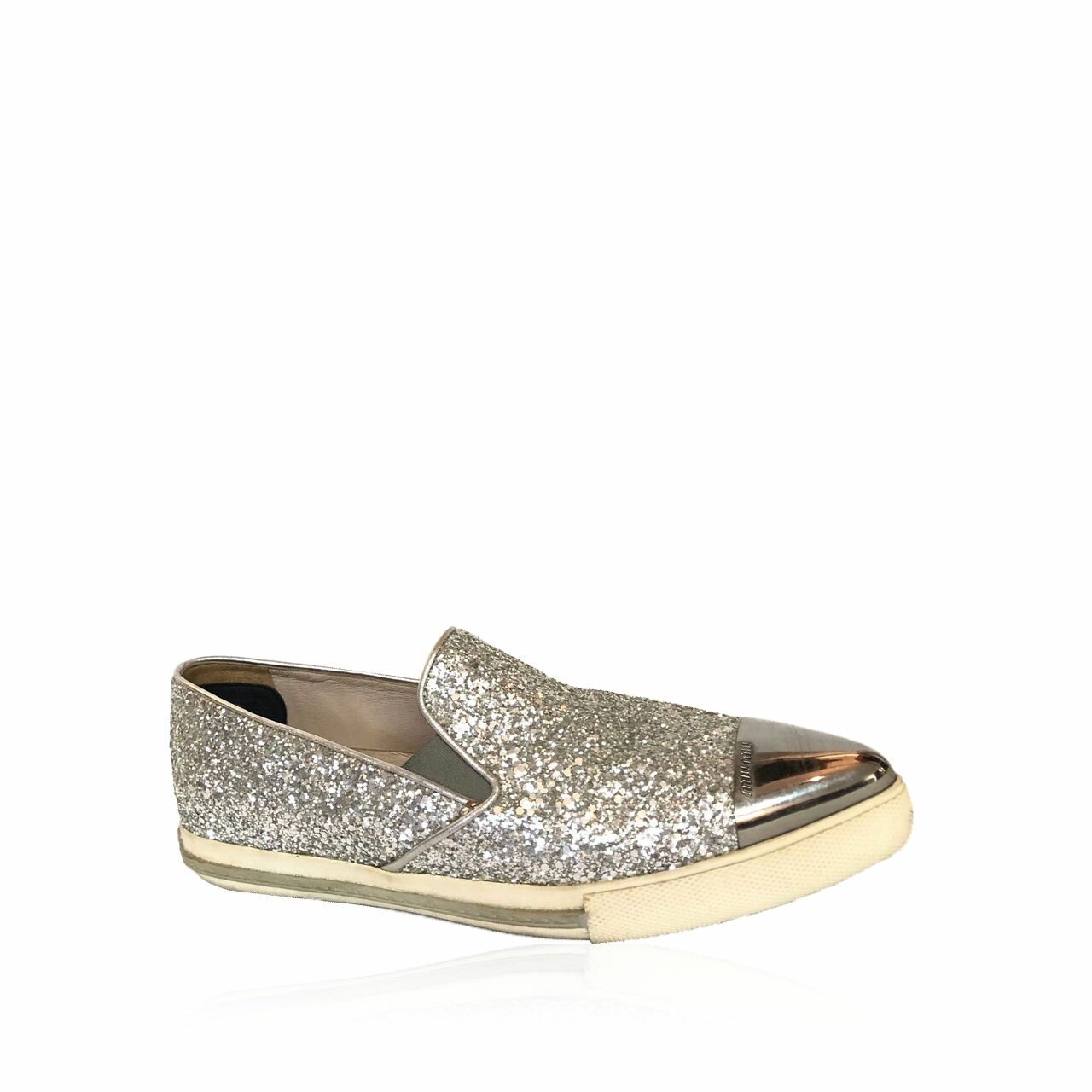 Miu Miu Calzature Donna Glitter Silver Shoes