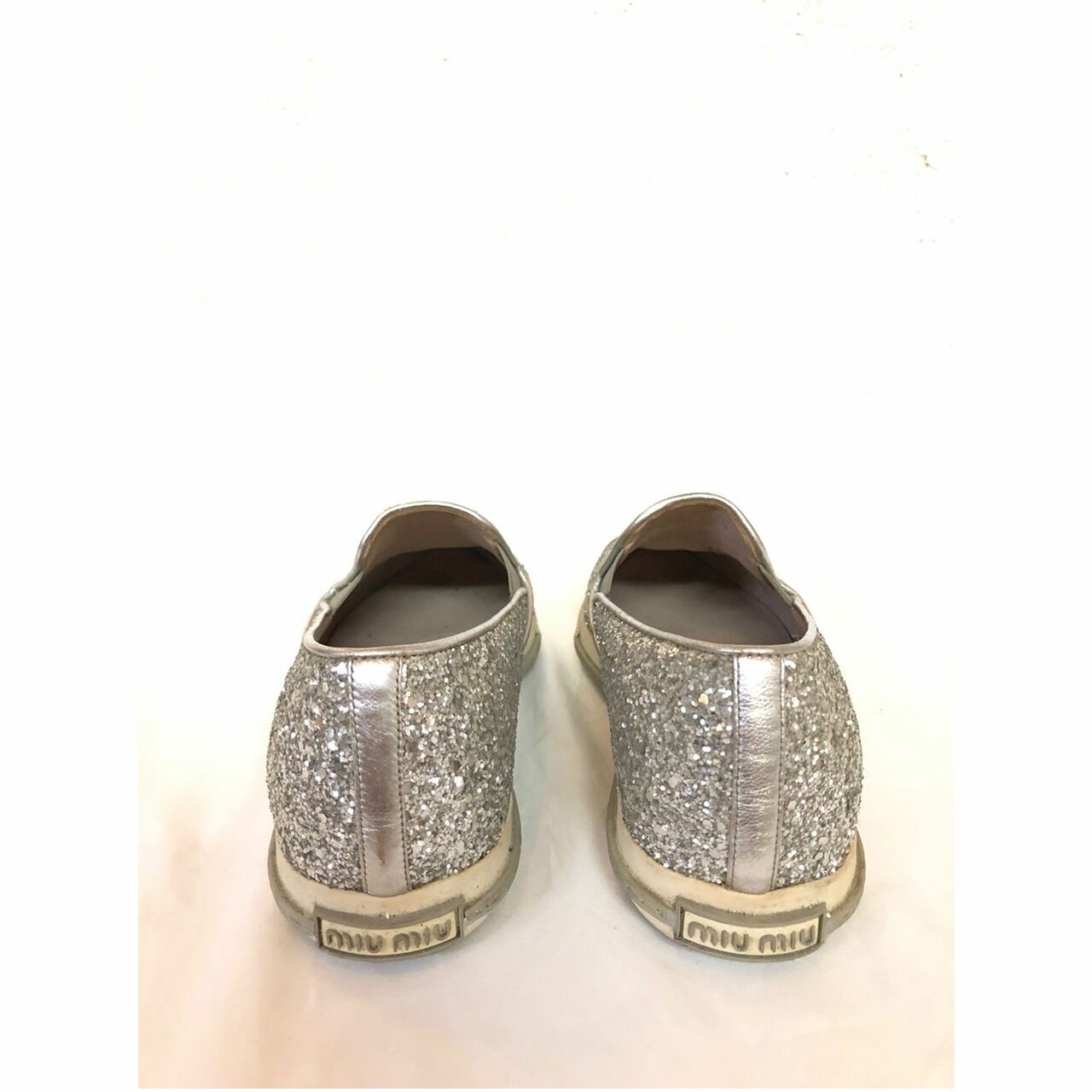 Miu Miu Calzature Donna Glitter Silver Shoes