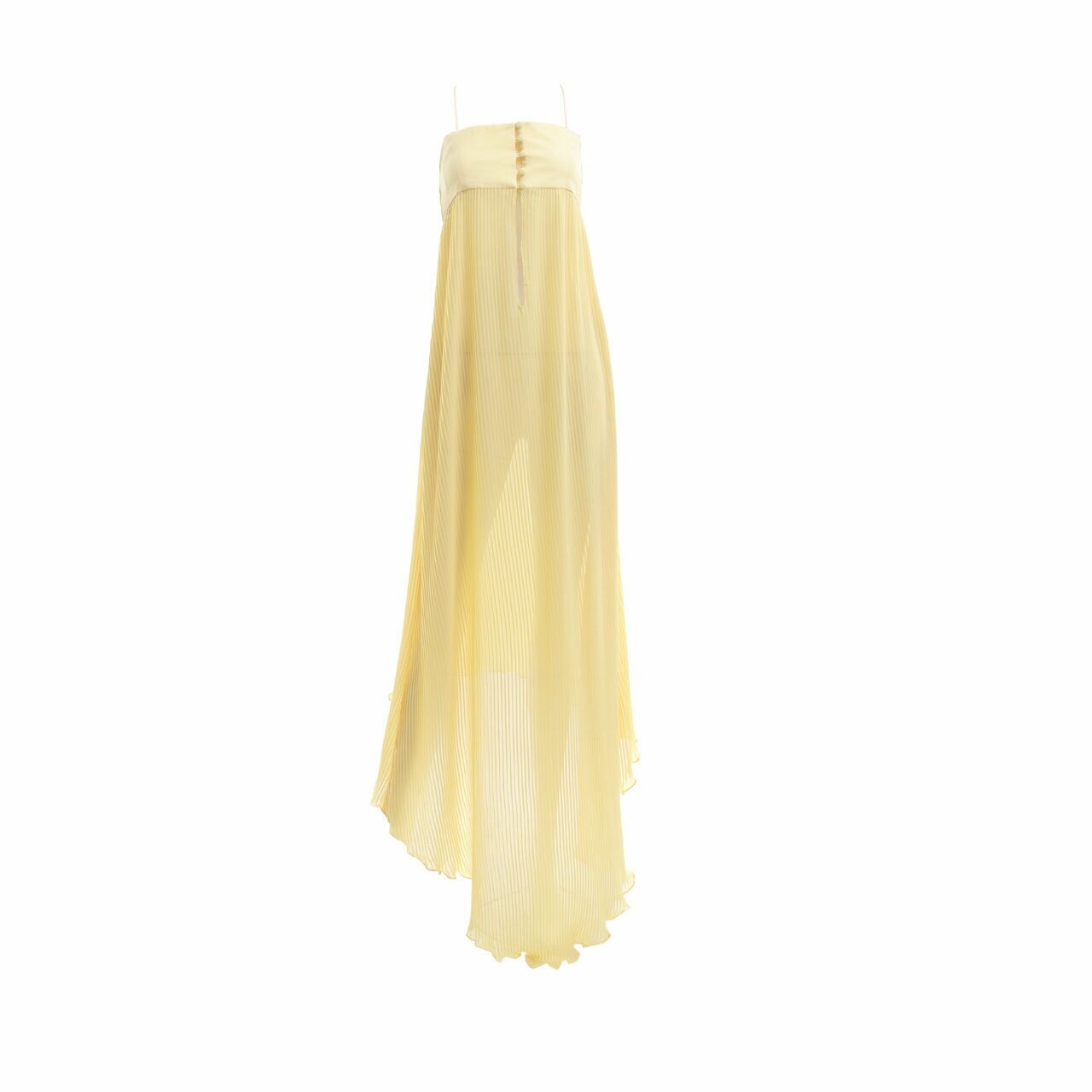 Femme Fatale Yellow Pleats Hi-Lo Midi Dress