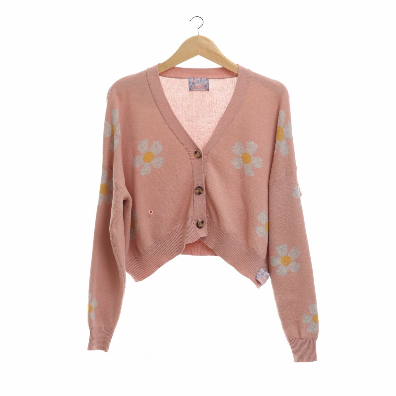 IKYK for Someday Dusty Pink Knit Floral Cardigan