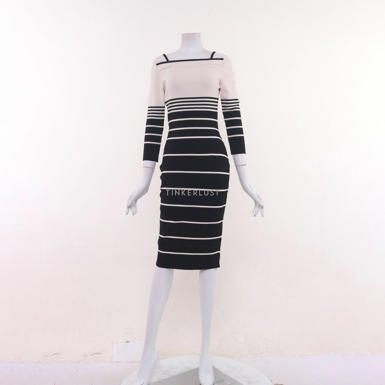 Vero Moda Black & Ivory Stripes Midi Dress