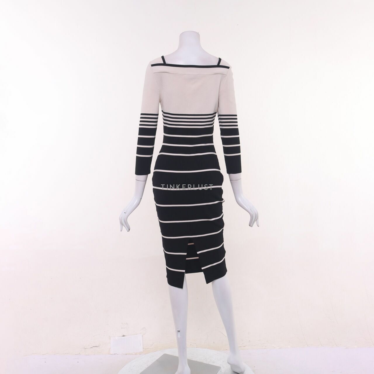 Vero Moda Black & Ivory Stripes Midi Dress