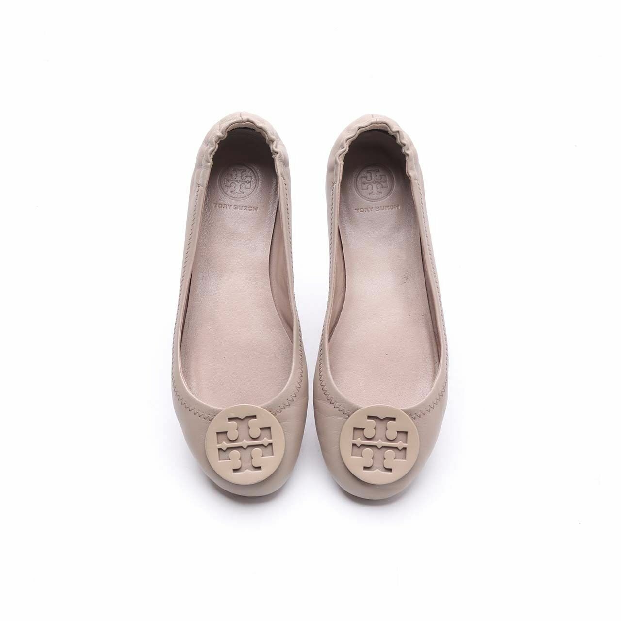 Tory Burch Minnie Travel Ballet With Logo Nappa Leather Flats