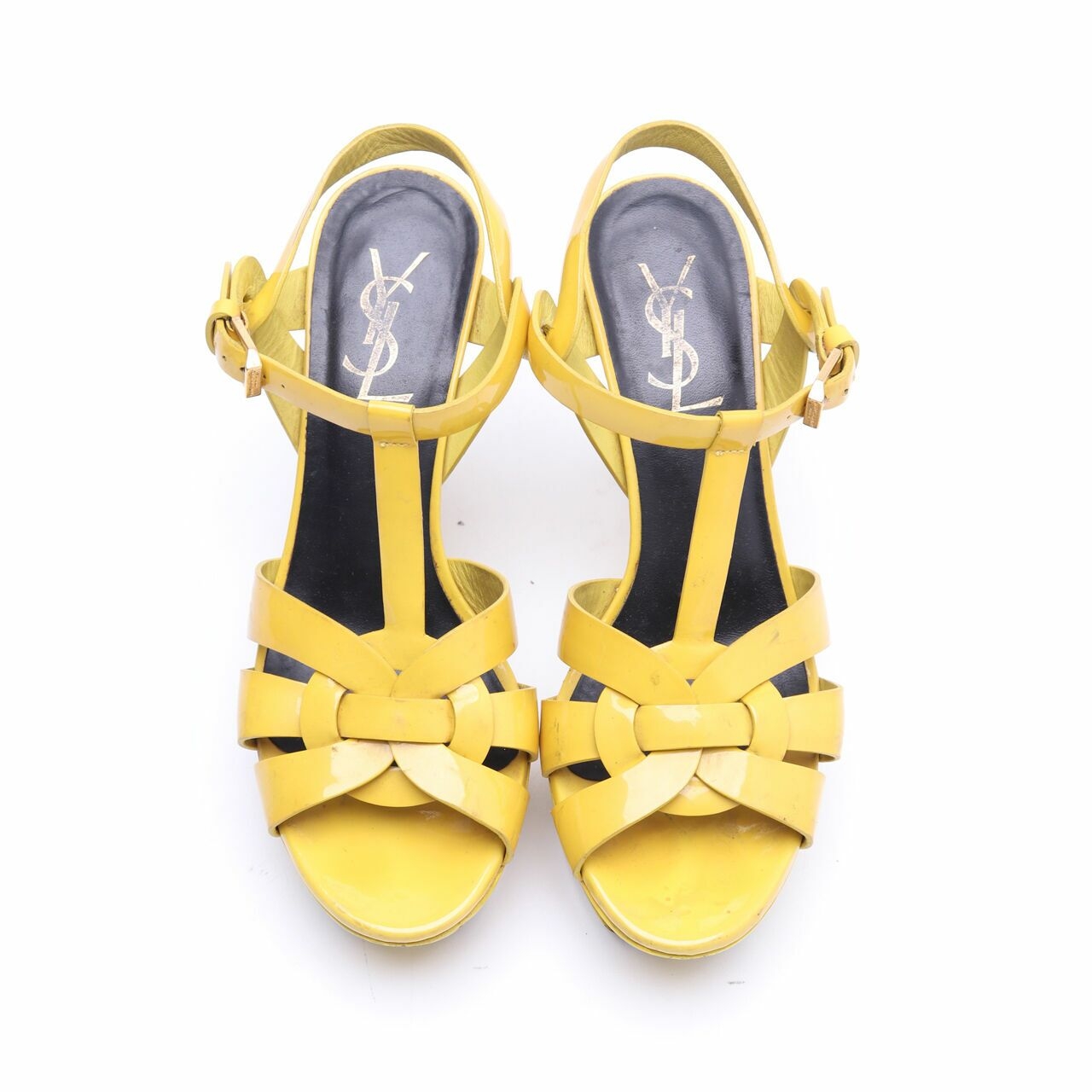 Yves Saint Laurent Tribute Yellow Patent Leather Heels