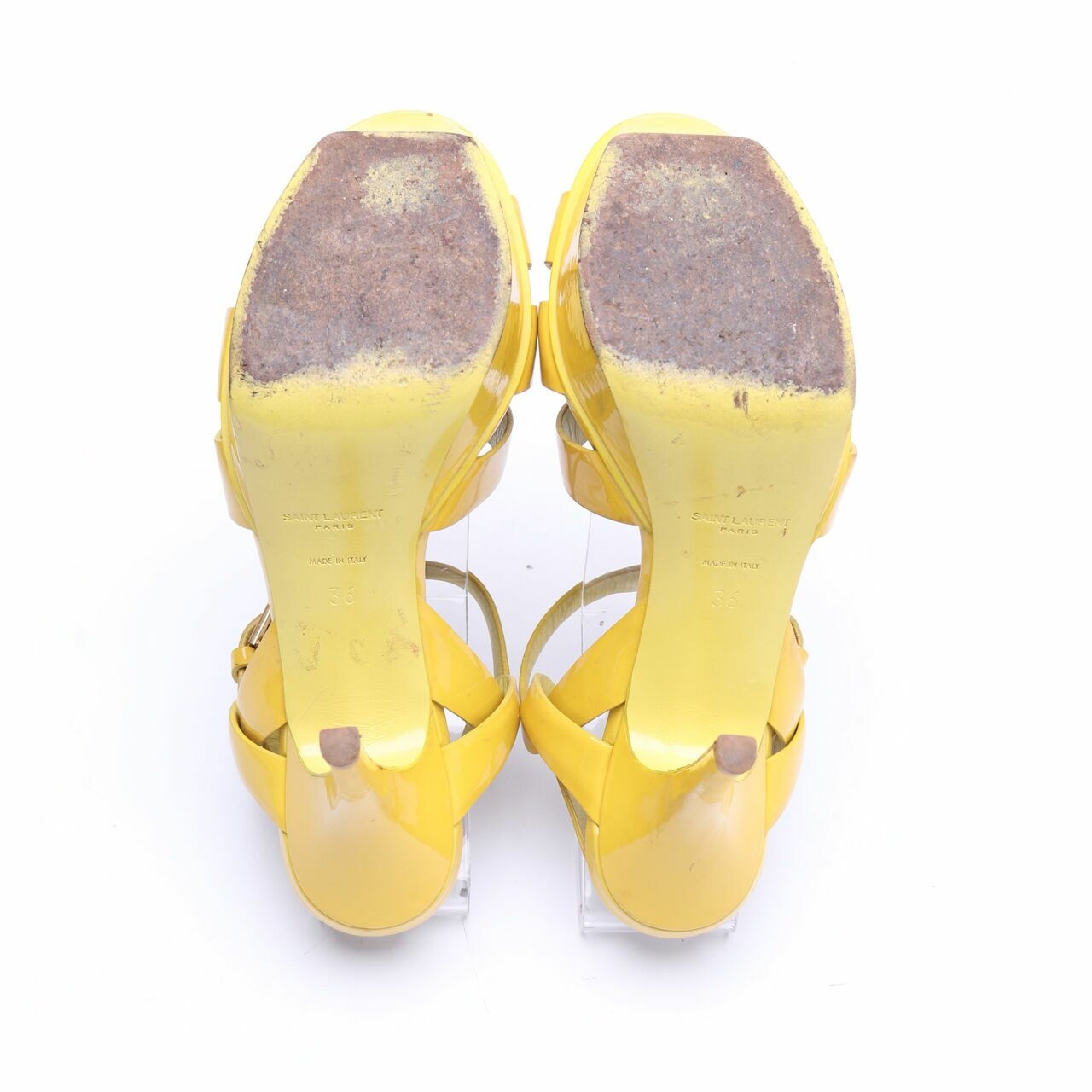 Yves Saint Laurent Tribute Yellow Patent Leather Heels