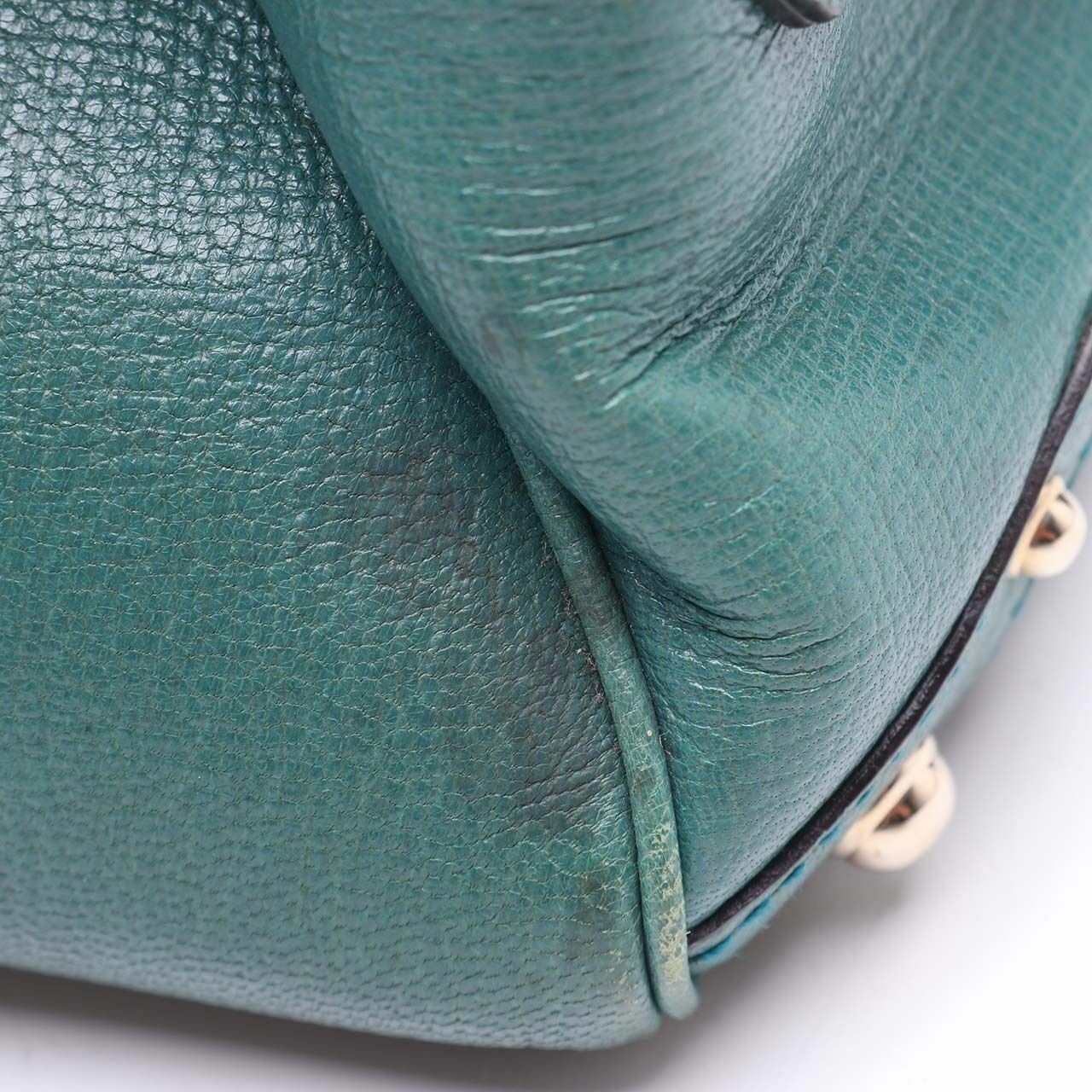 Gucci Green Ostrich Leather Horsebit Large Hand Bag 