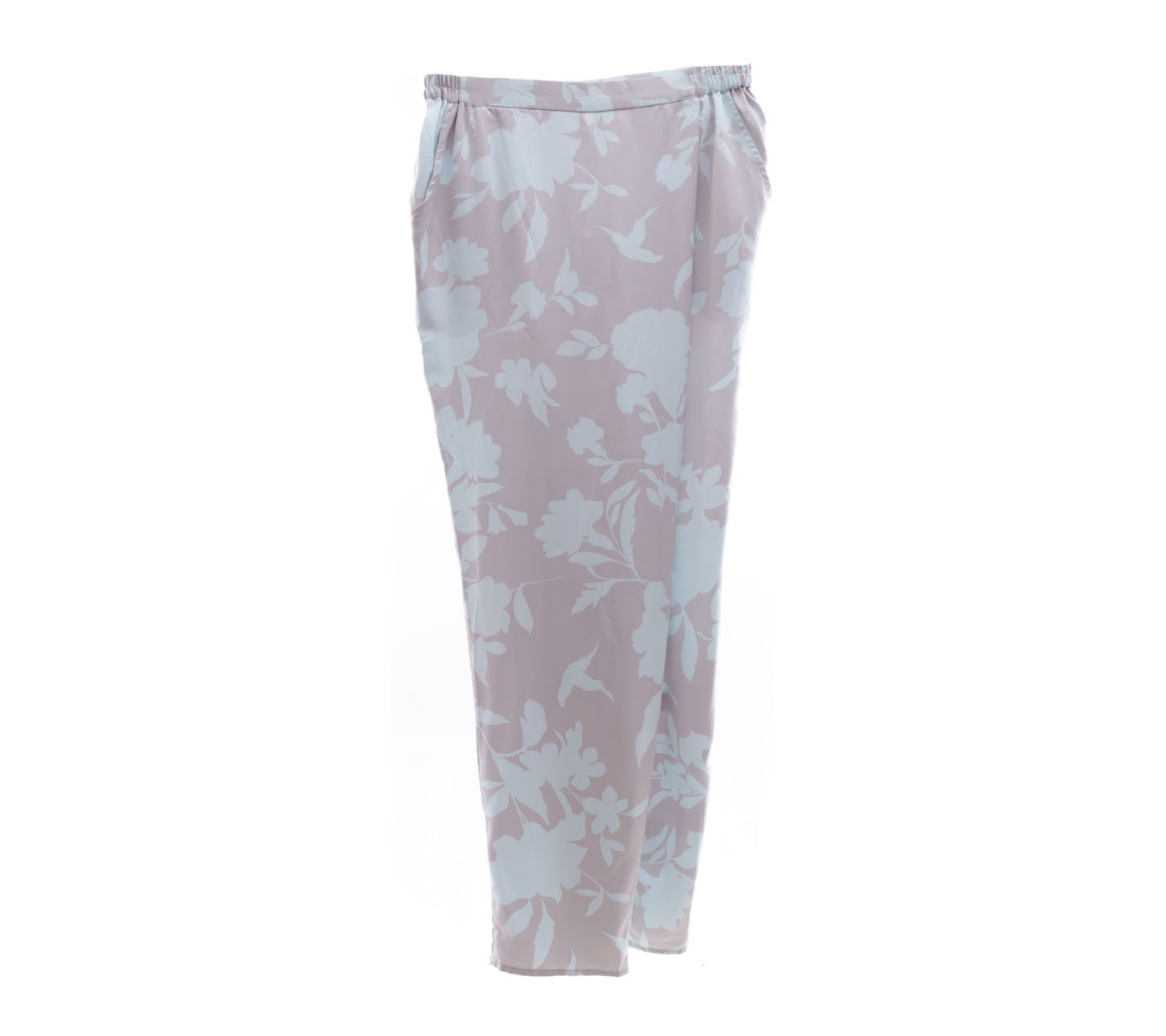 Riamiranda Taupe & Blue Printed Floral Trousers