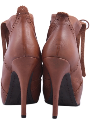 Stradivarius Brown Leather Ankle Boots