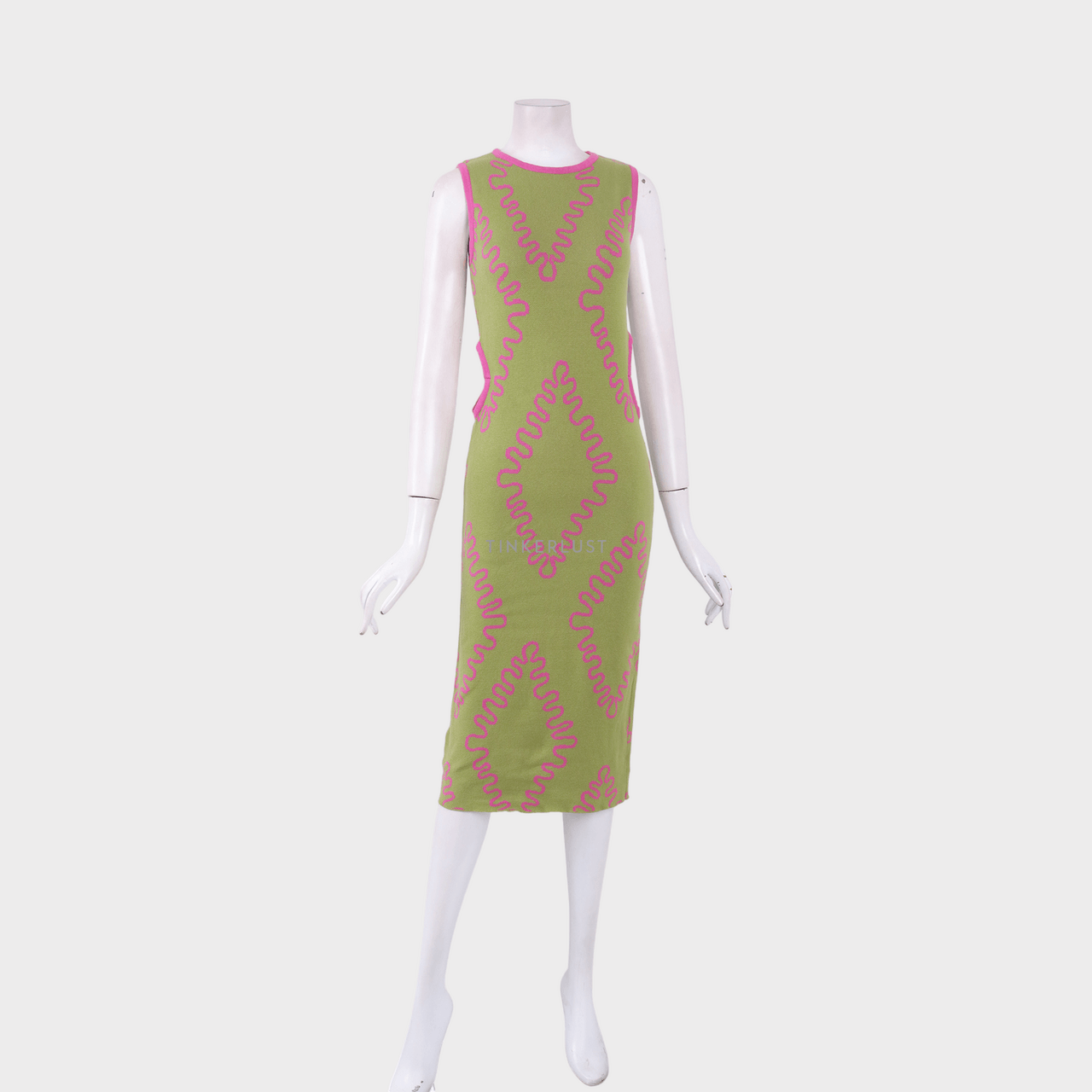 Sassh Green & Magenta Midi Dress