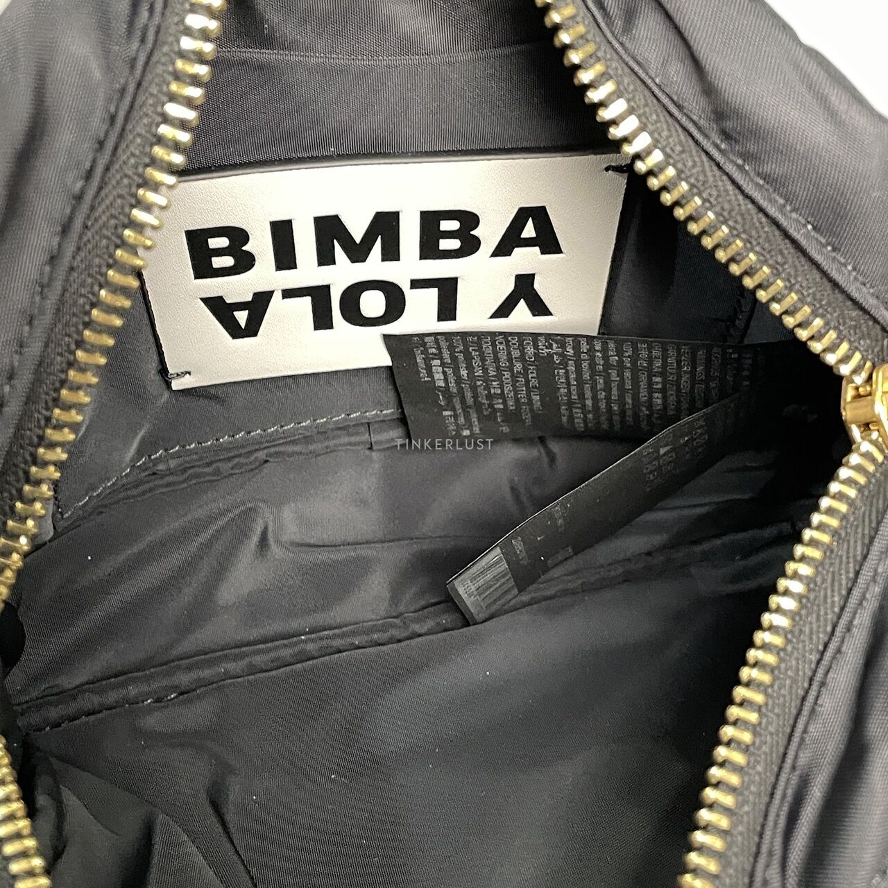 Bimba Y Lola XS Black Padded Nylon GHW Sling Bag