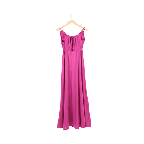 Pink Plain Sleeveless Long Dress