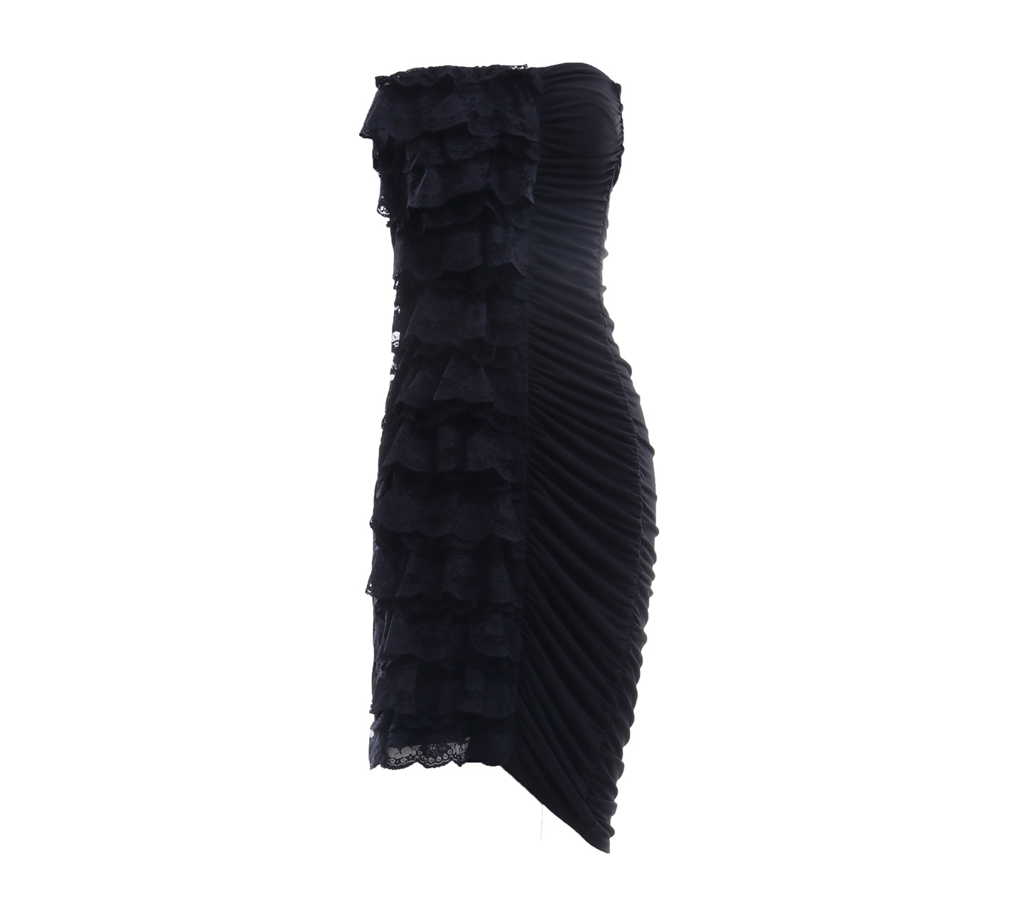 Moda International Black Off Shoulder Lace Ruffle Mini Dress