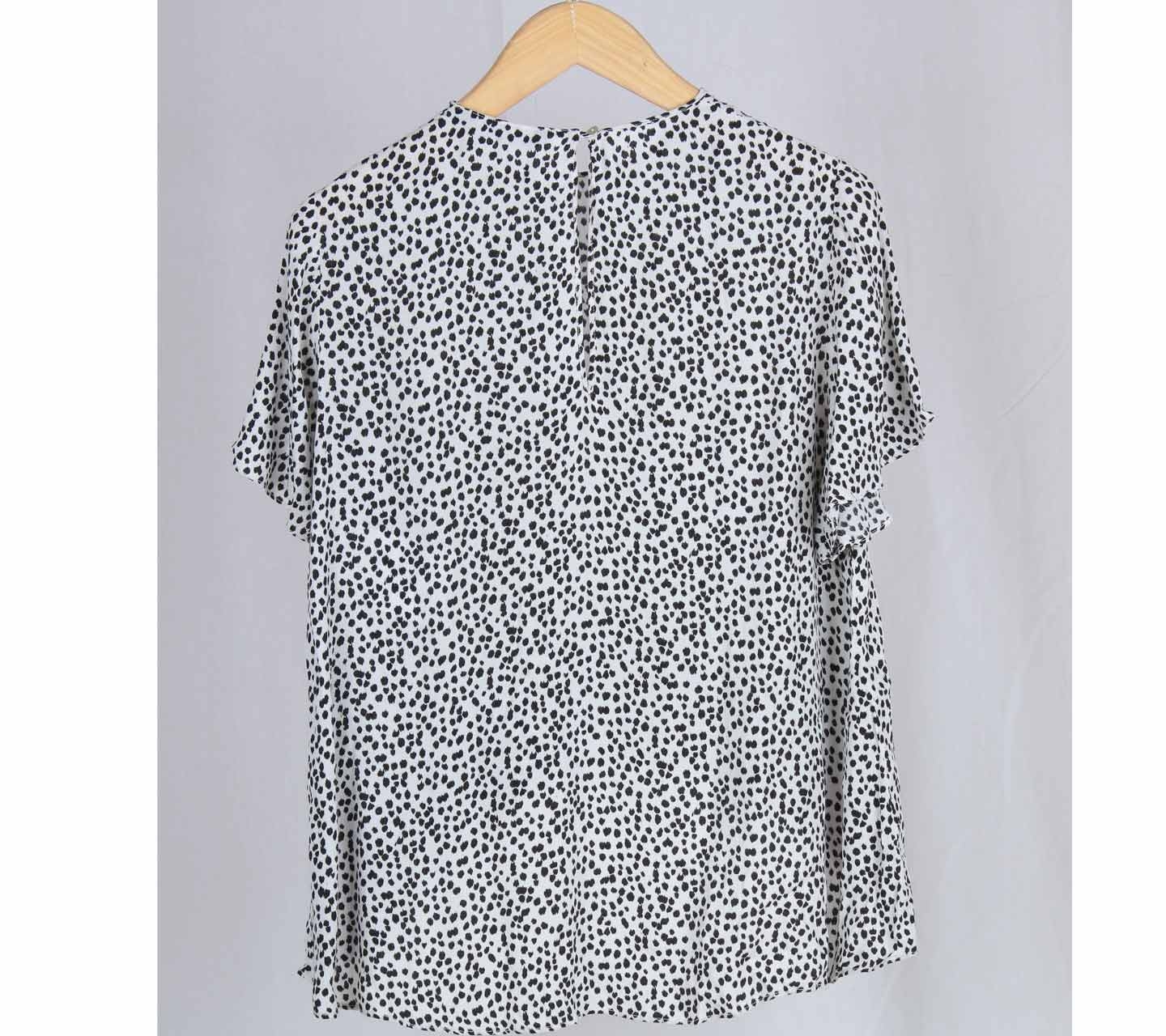 Zara Black And White Patterned Blouse