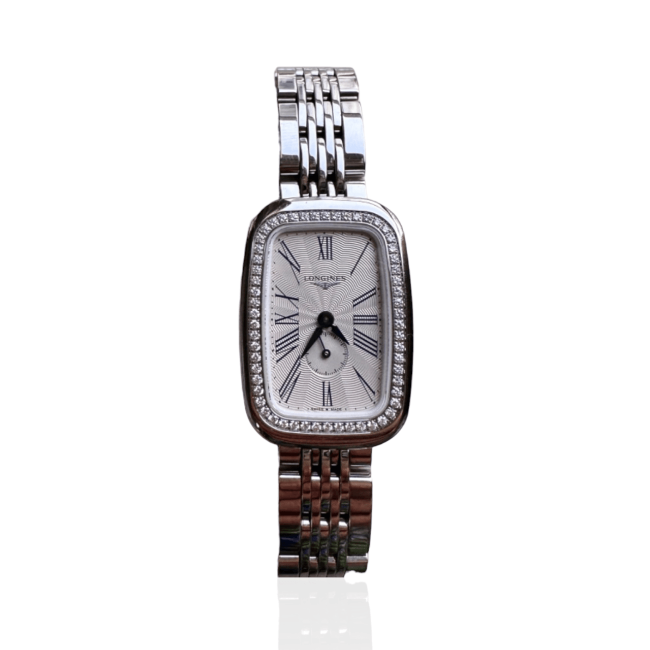 Longines Silver Diamond Bezel Watch