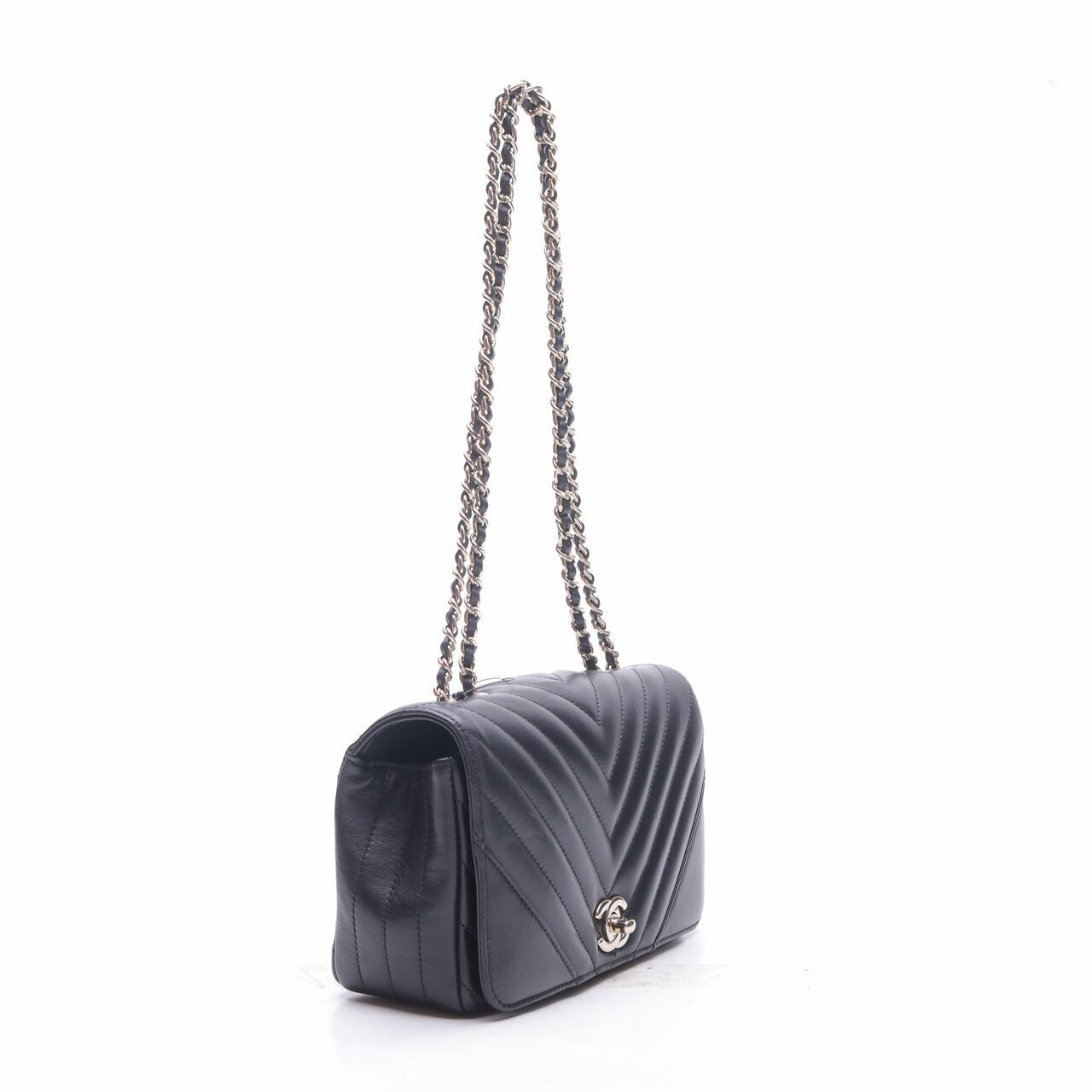 Chanel Chevron Flap Black Shoulder Bag	