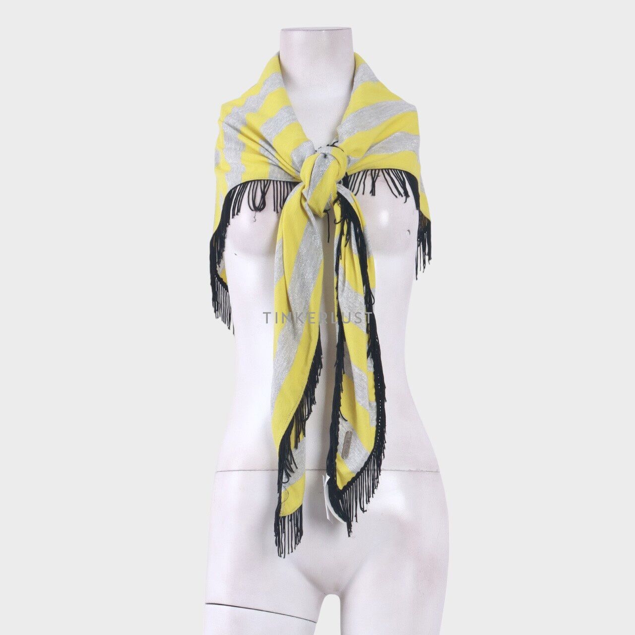 (X)SML Yellow & Light Grey Striped Scarf