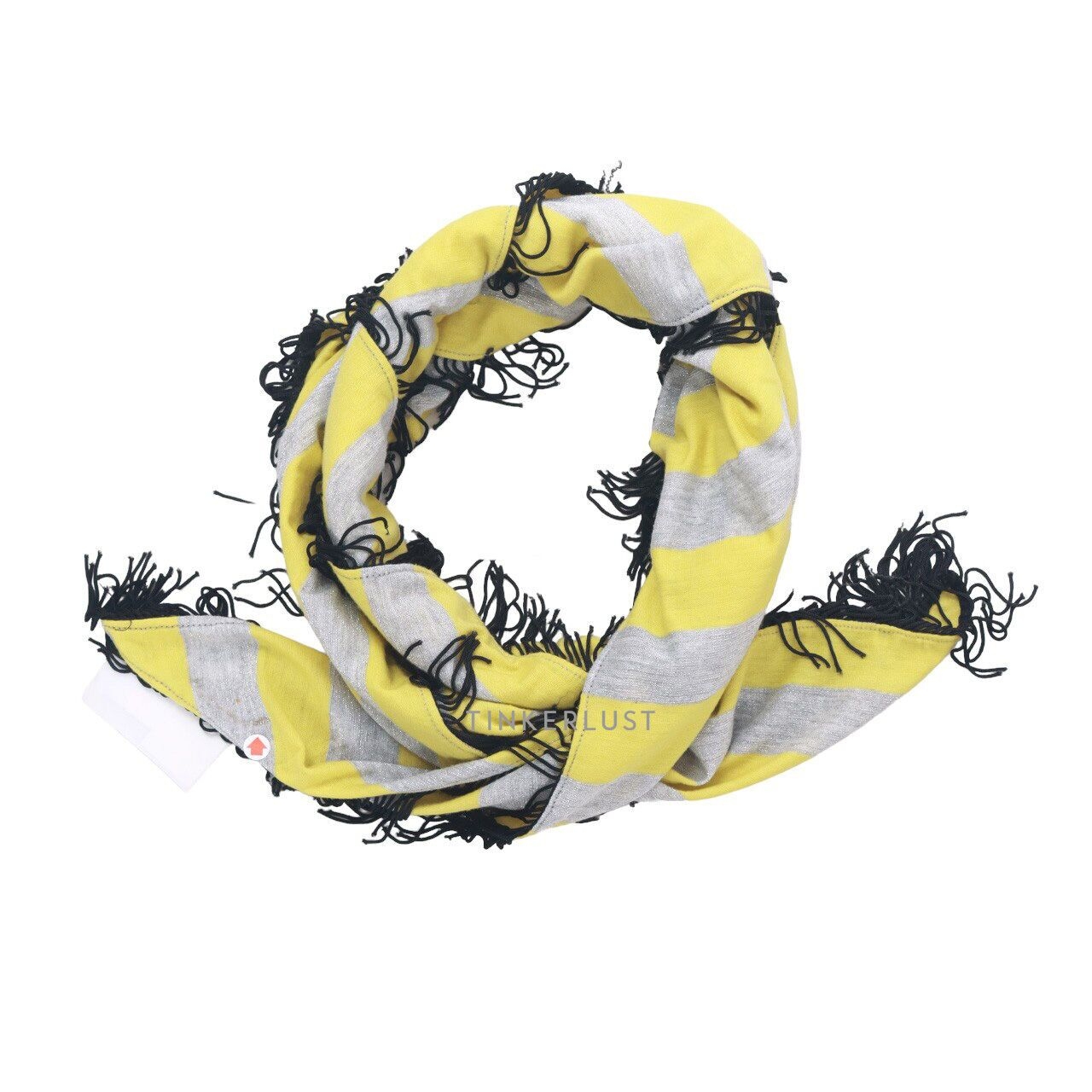 (X)SML Yellow & Light Grey Striped Scarf