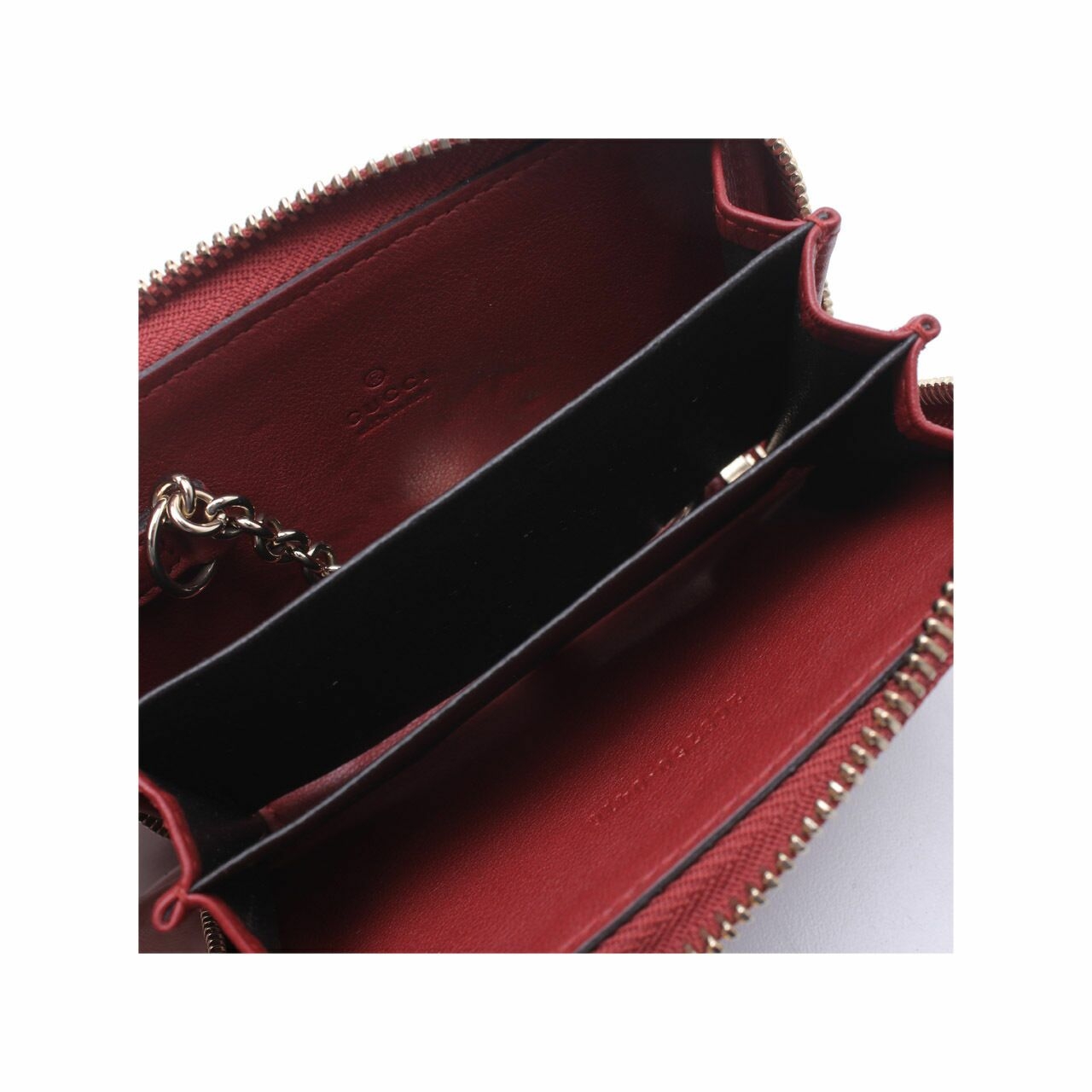Gucci Guccissima Red Card Case Zip Around Wallet