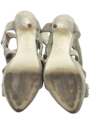 Zara Grey Beaded Heels