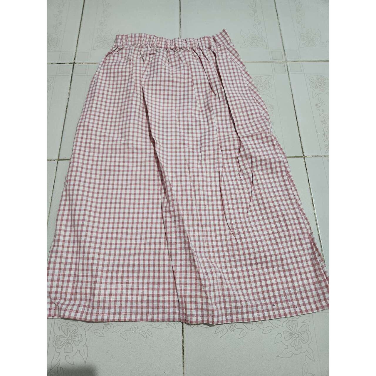 Pomelo. Dusty Pink Gingham Midi Skirt