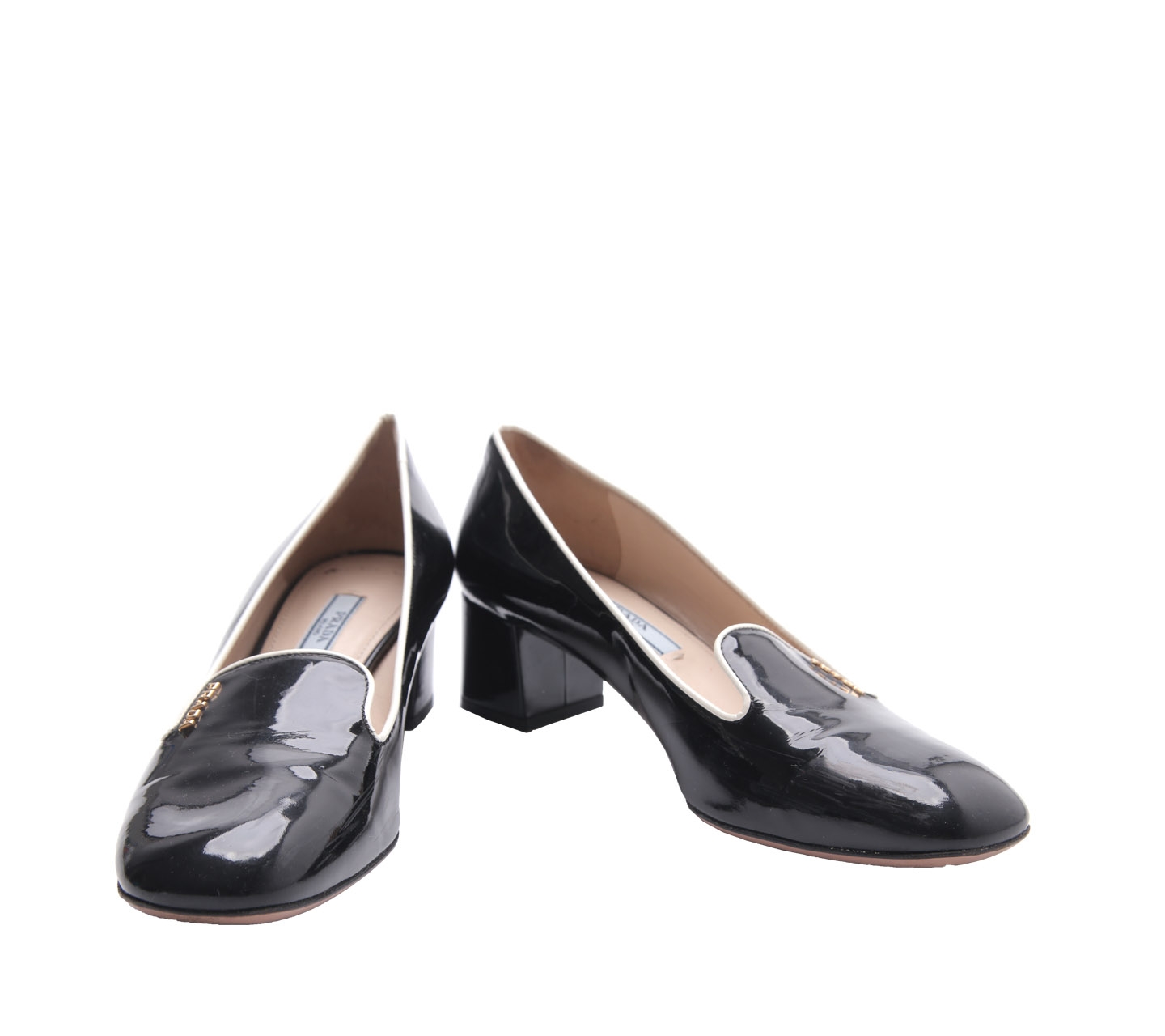 Prada Black Patent Leather Loafers Heels
