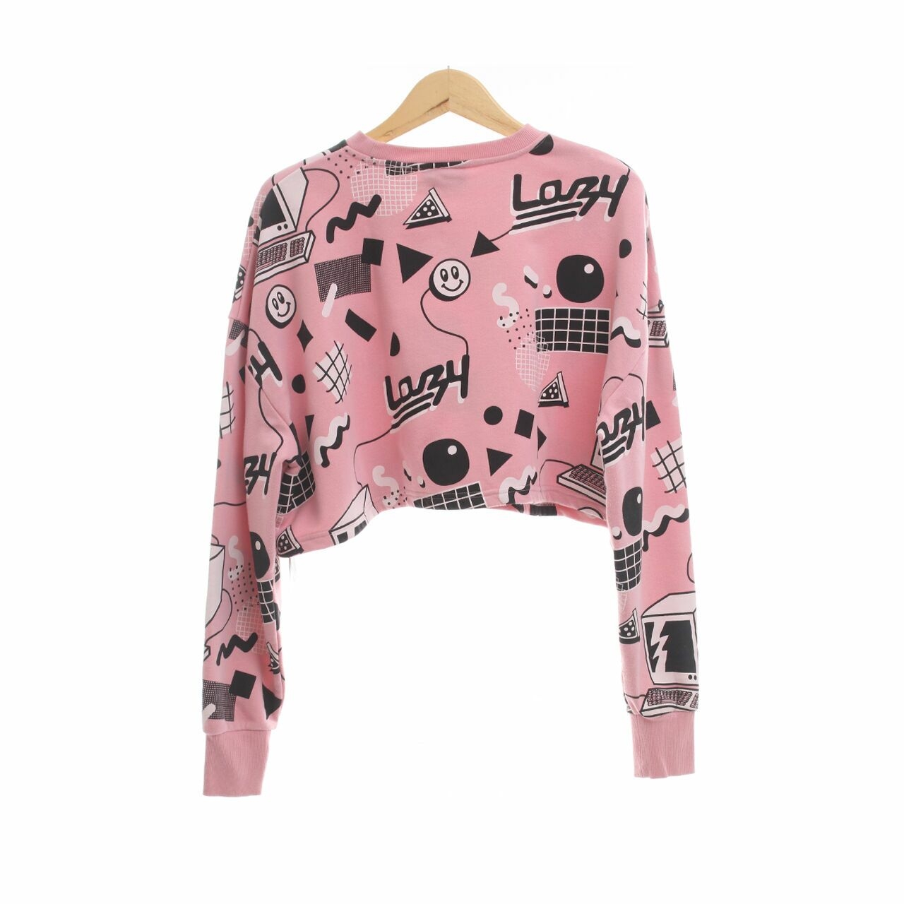 Lazy Oaf  Pink Multi Patterned Cropped Blouse
