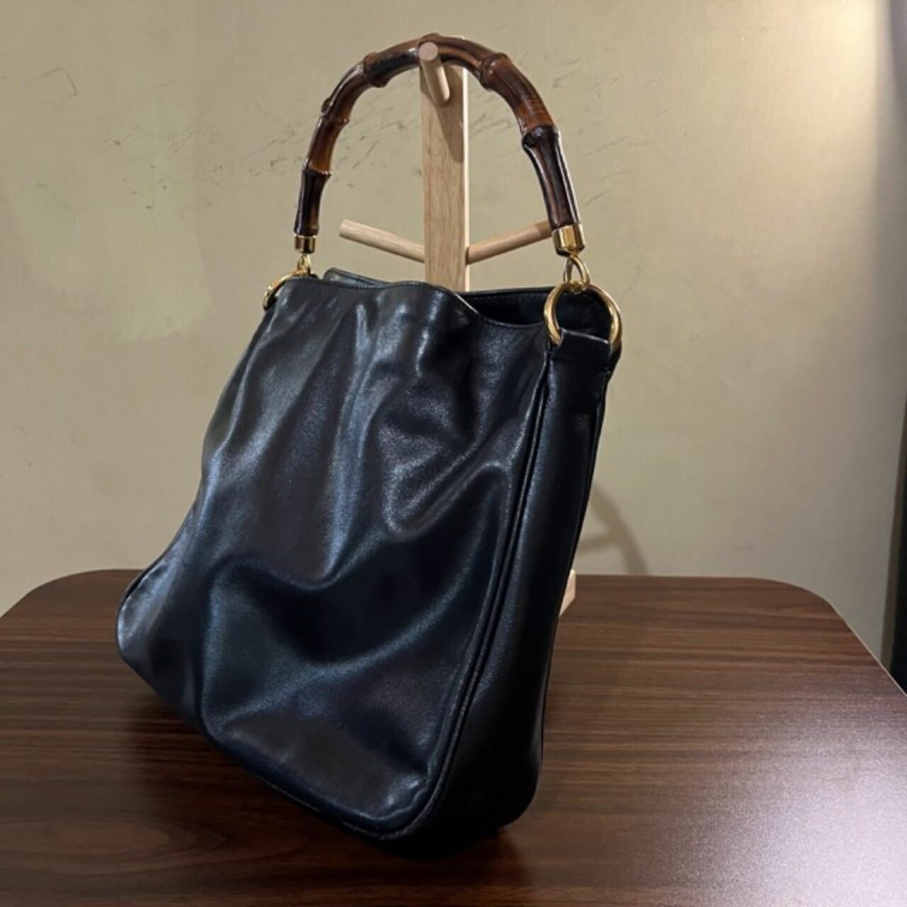 Gucci Leather Bamboo Handle Handbag