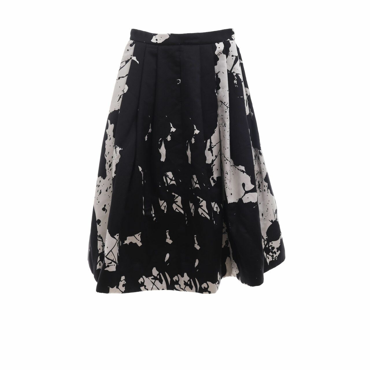 Tibi Black Paint Splatter Full Midi Skirt