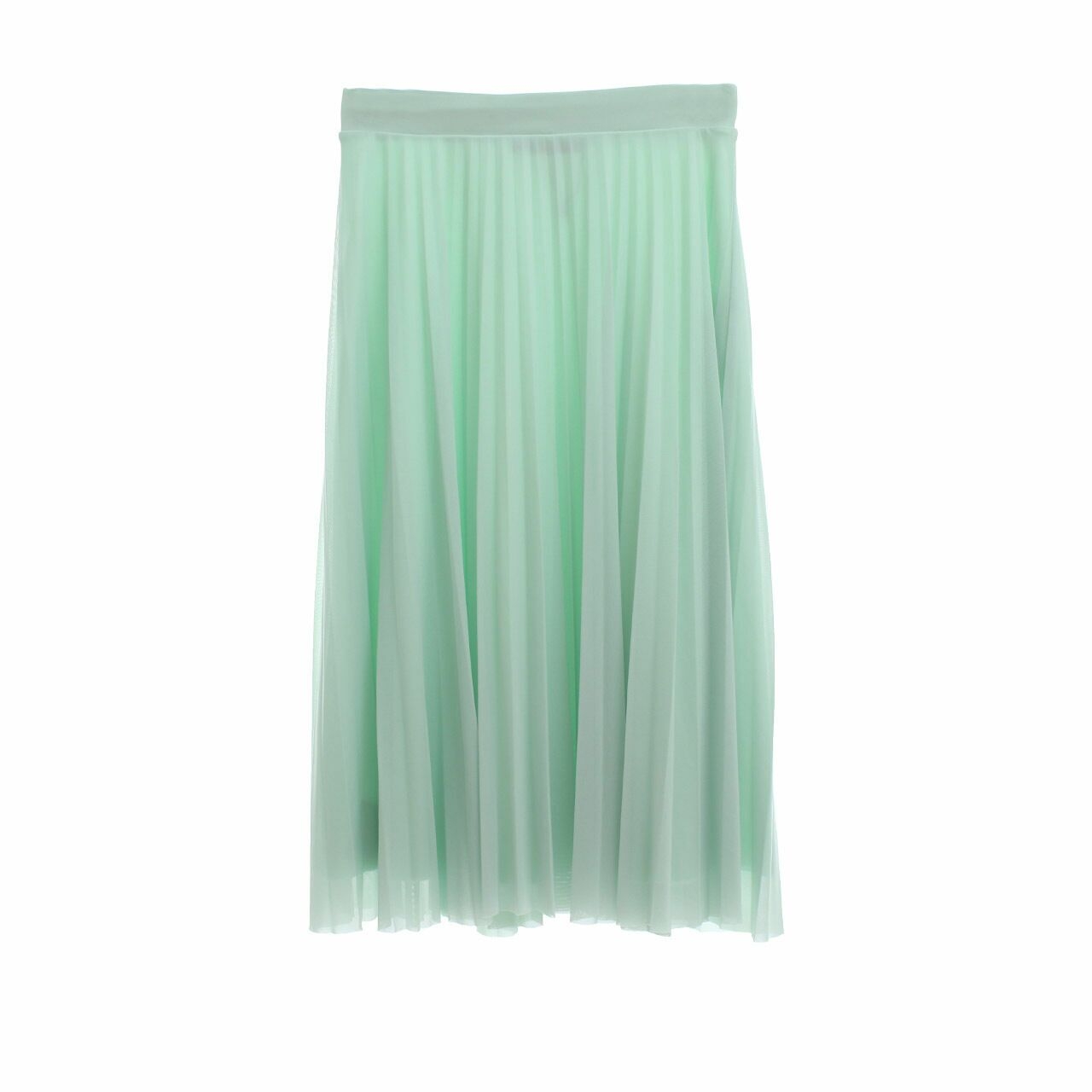 Bershka Green Pleats Midi Skirt