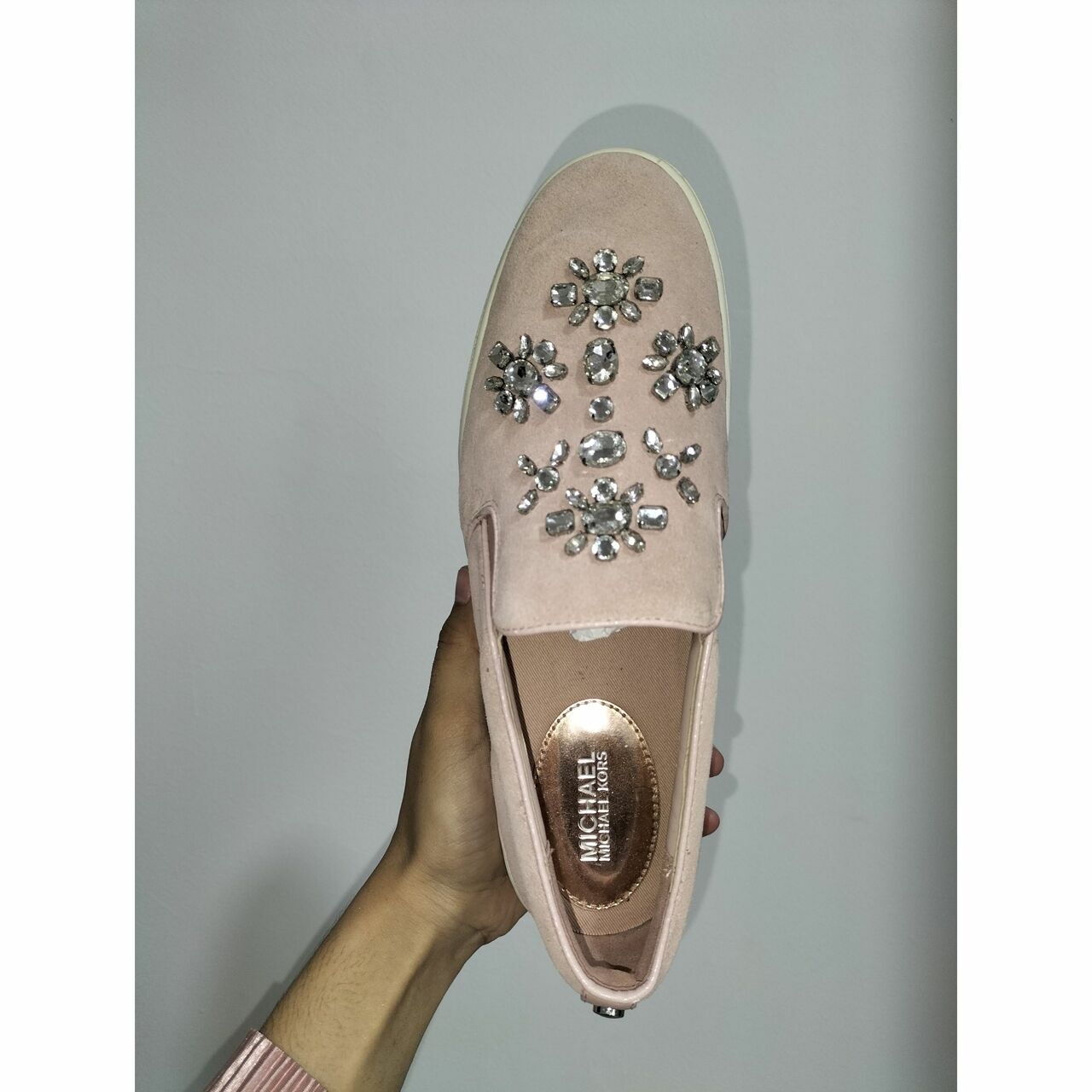 Michael Kors Pink With Embellishment Detail Slip On Sneakers