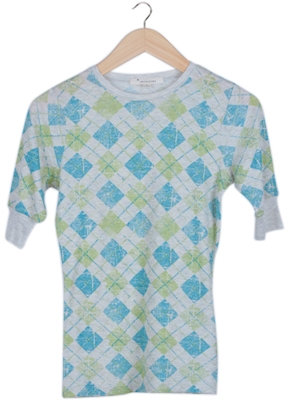 Multi Color Plaid Knit T-Shirt