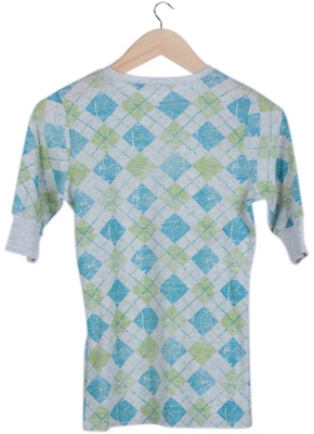 Multi Color Plaid Knit T-Shirt