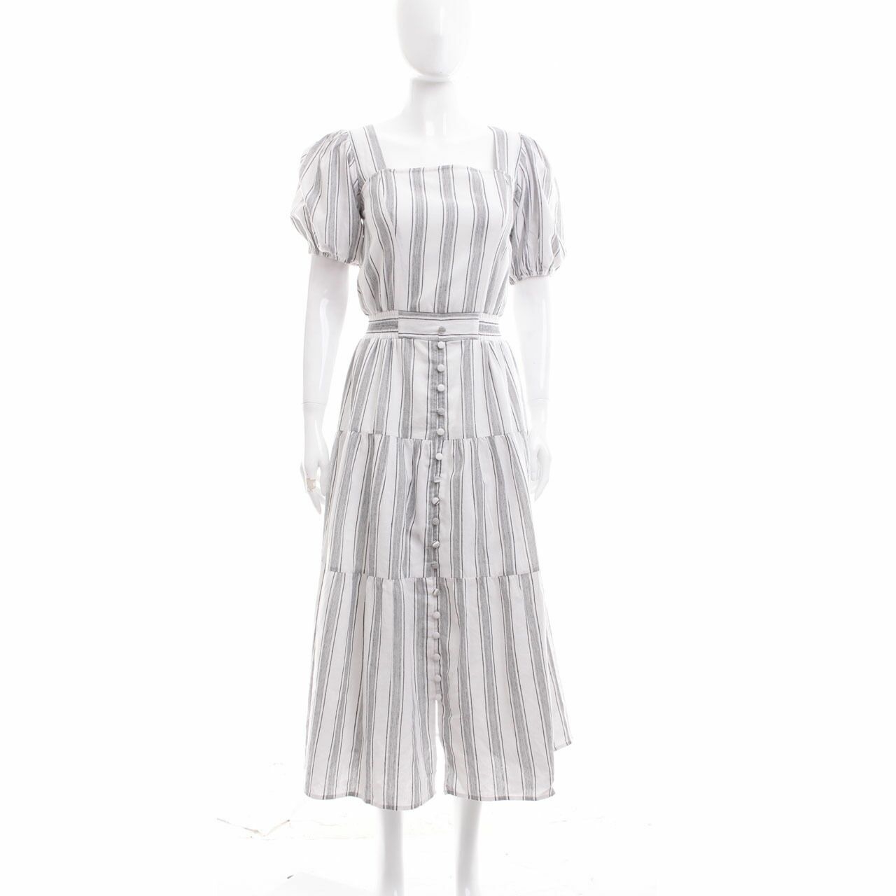 Brier Label Black & White Stripes Midi Dress
