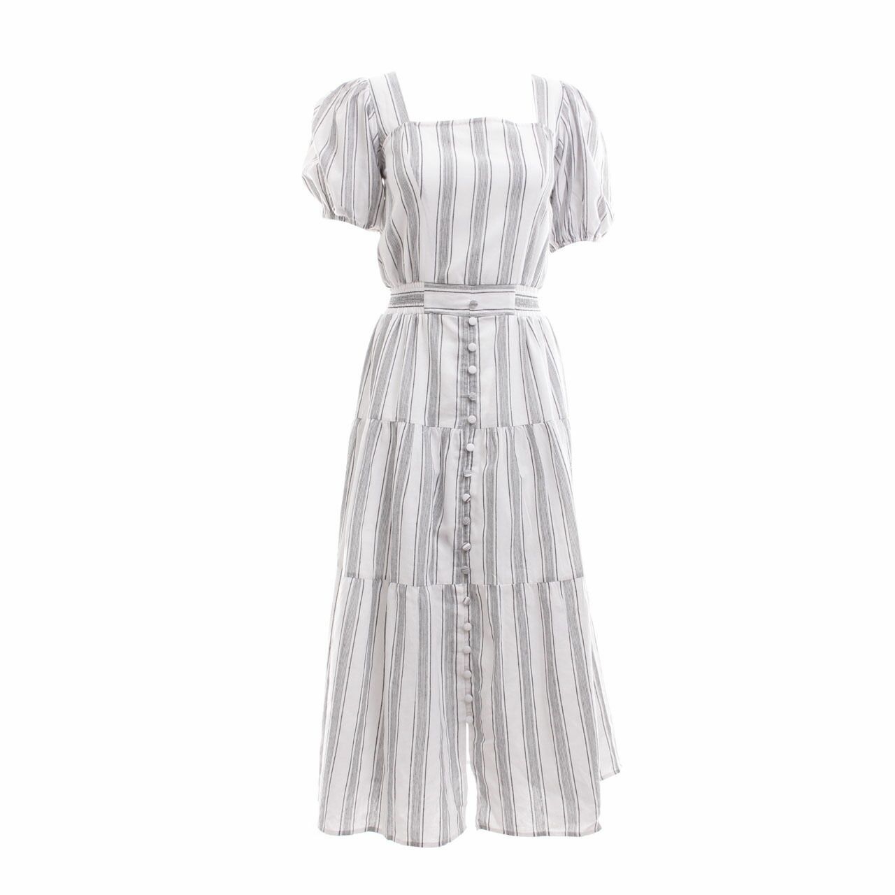 Brier Label Black & White Stripes Midi Dress