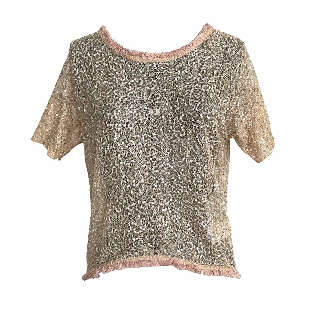 Pinko Pink Sequin See-through Top