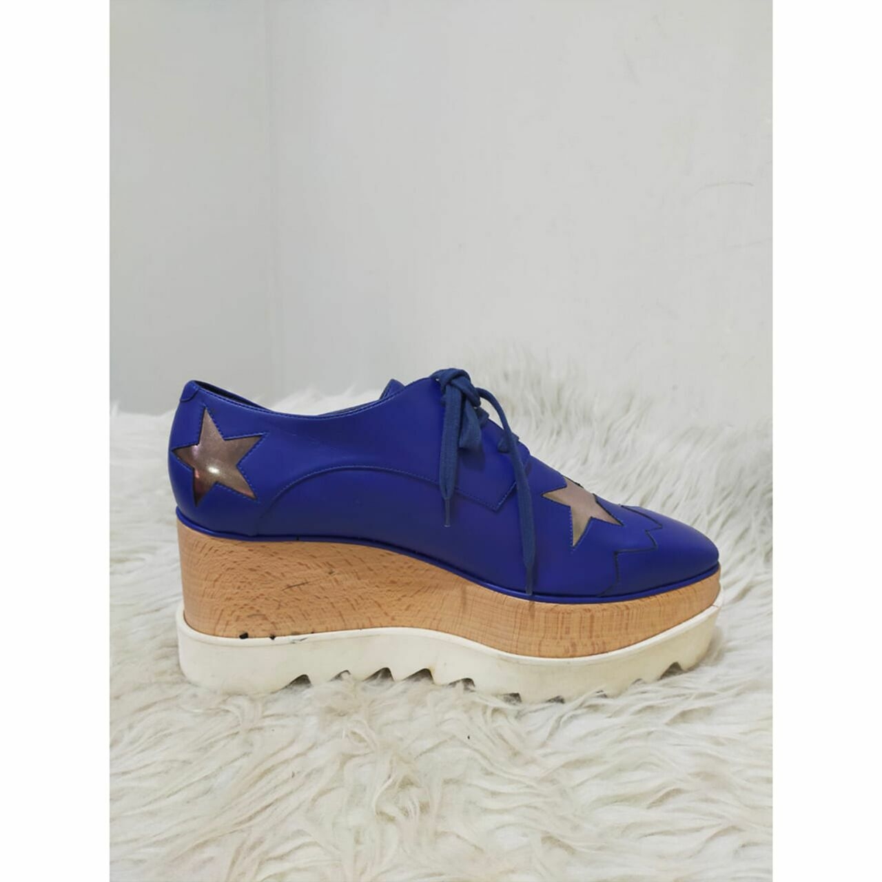Stella Mccartney Blue Star Platform Lace Up Sneakers