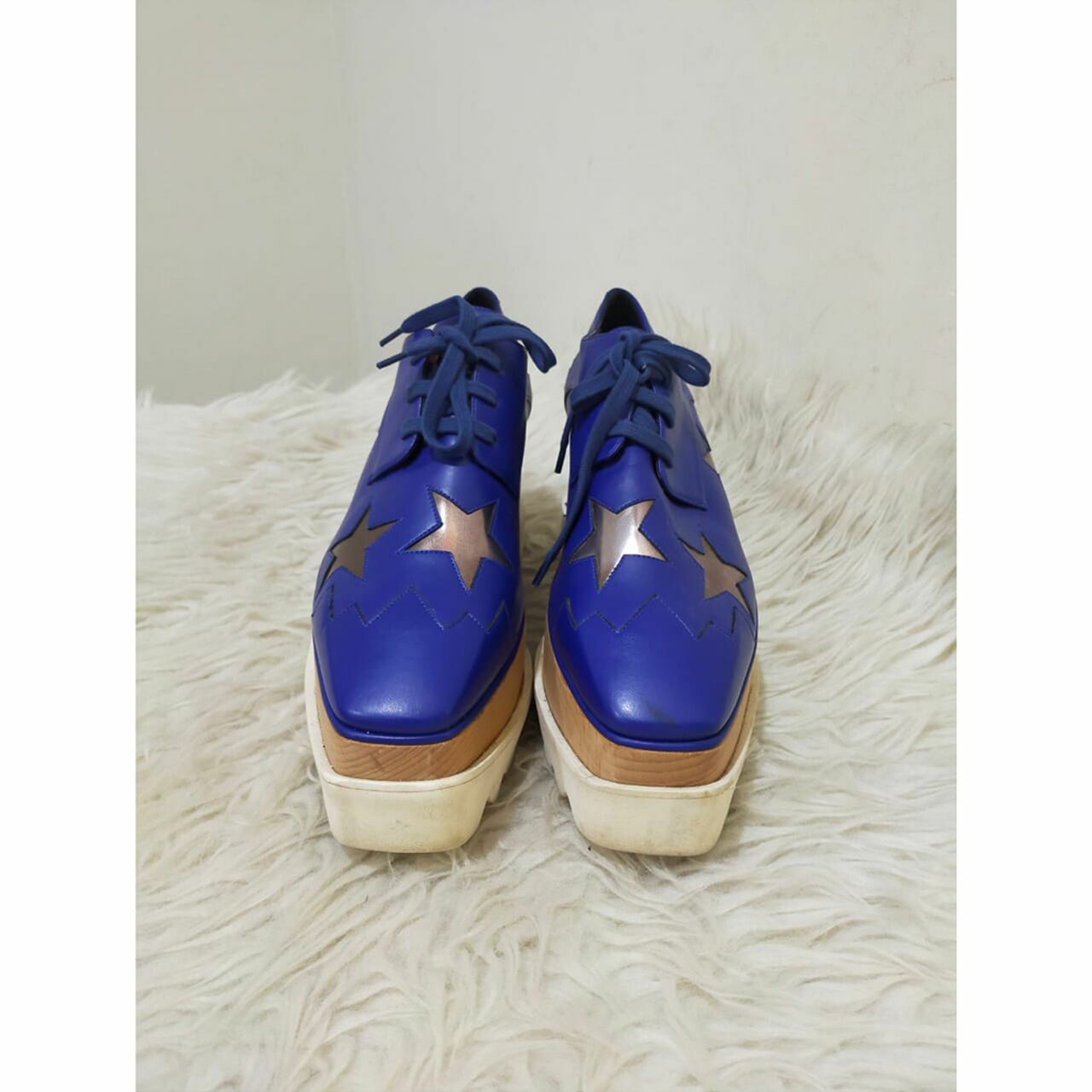 Stella Mccartney Blue Star Platform Lace Up Sneakers