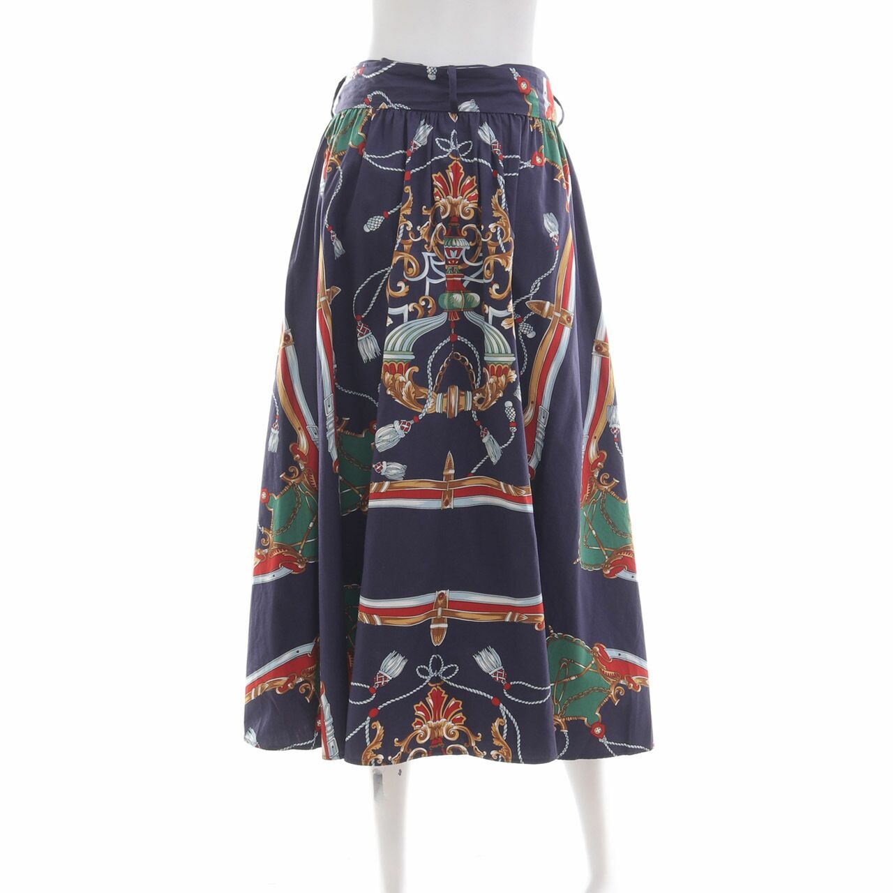 Zara Navy Printed Midi Skirt