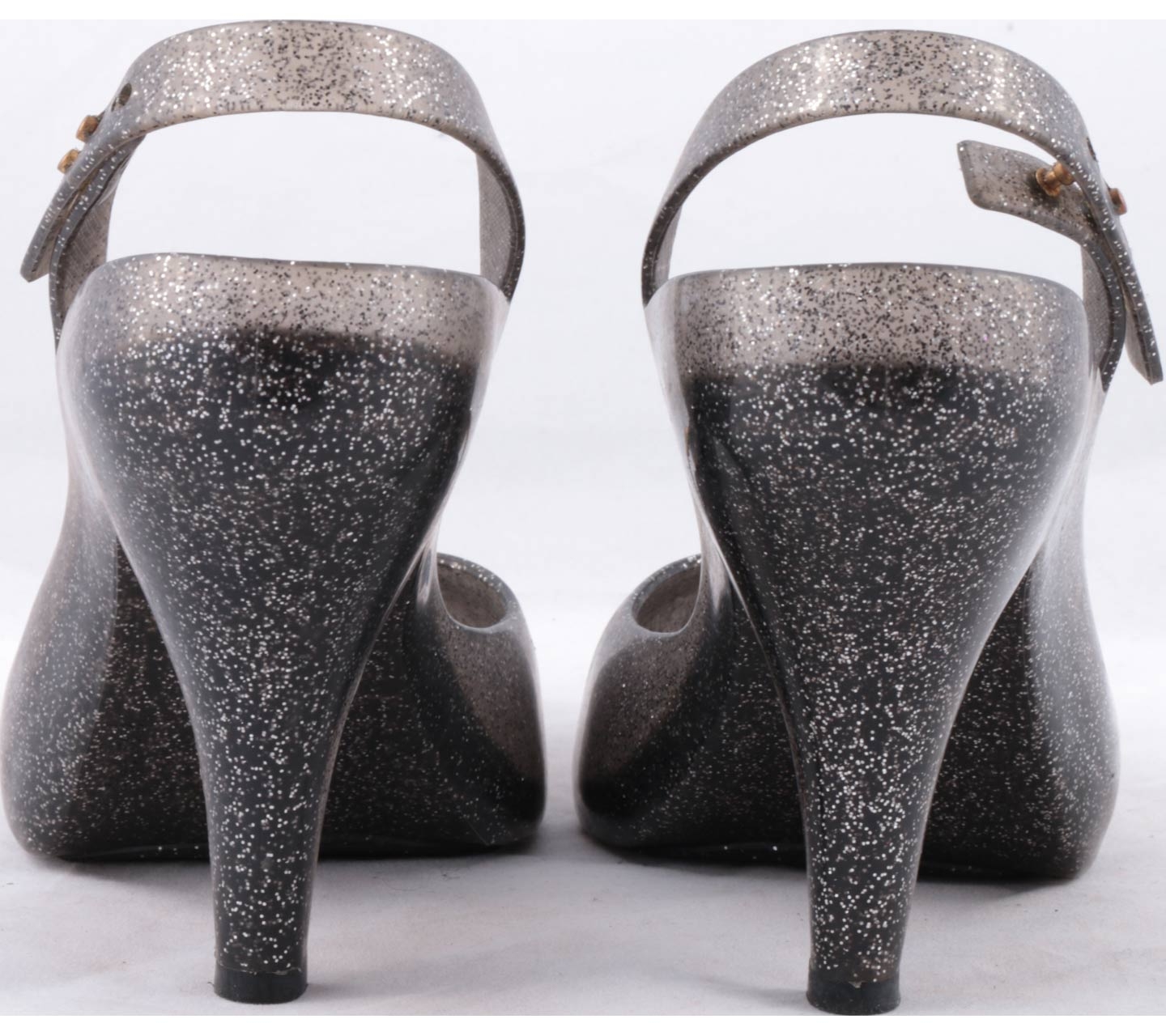 Melissa Dark Grey And Silver Glittery Heels