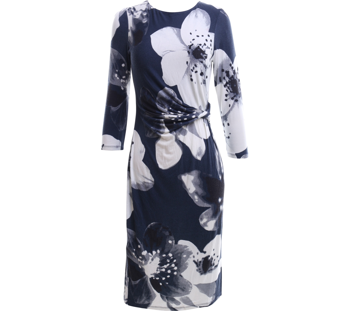 Phase Eight Dark Blue And White Floral Midi Dress