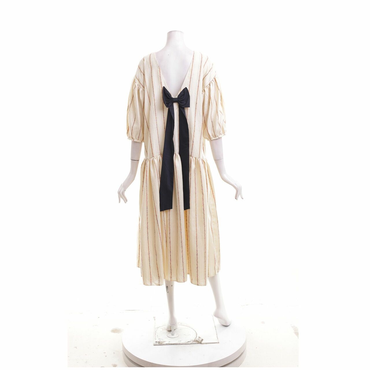Rama Dauhan Cream Stripes Midi Dress