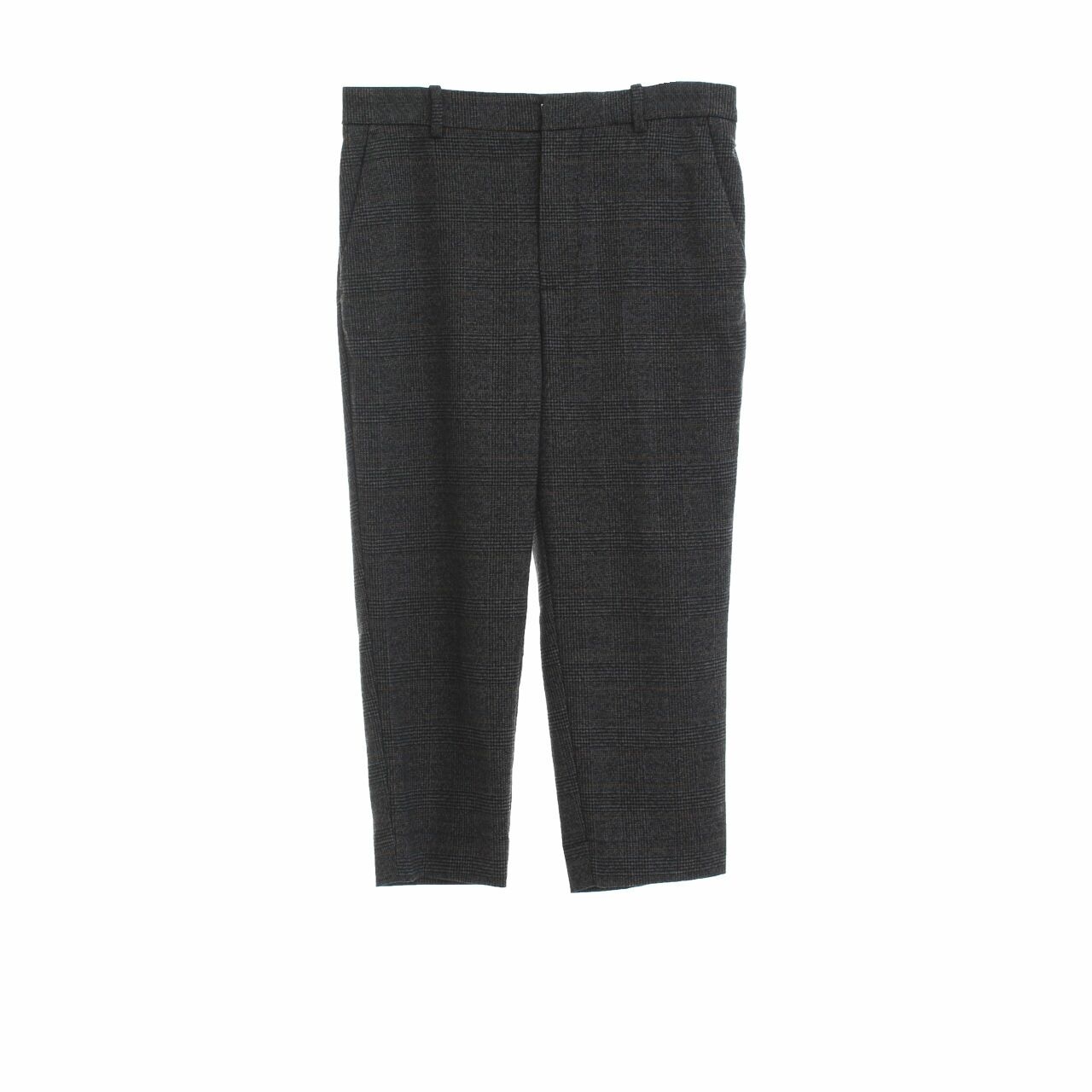 Zara Dark Grey Plaid Long Pants