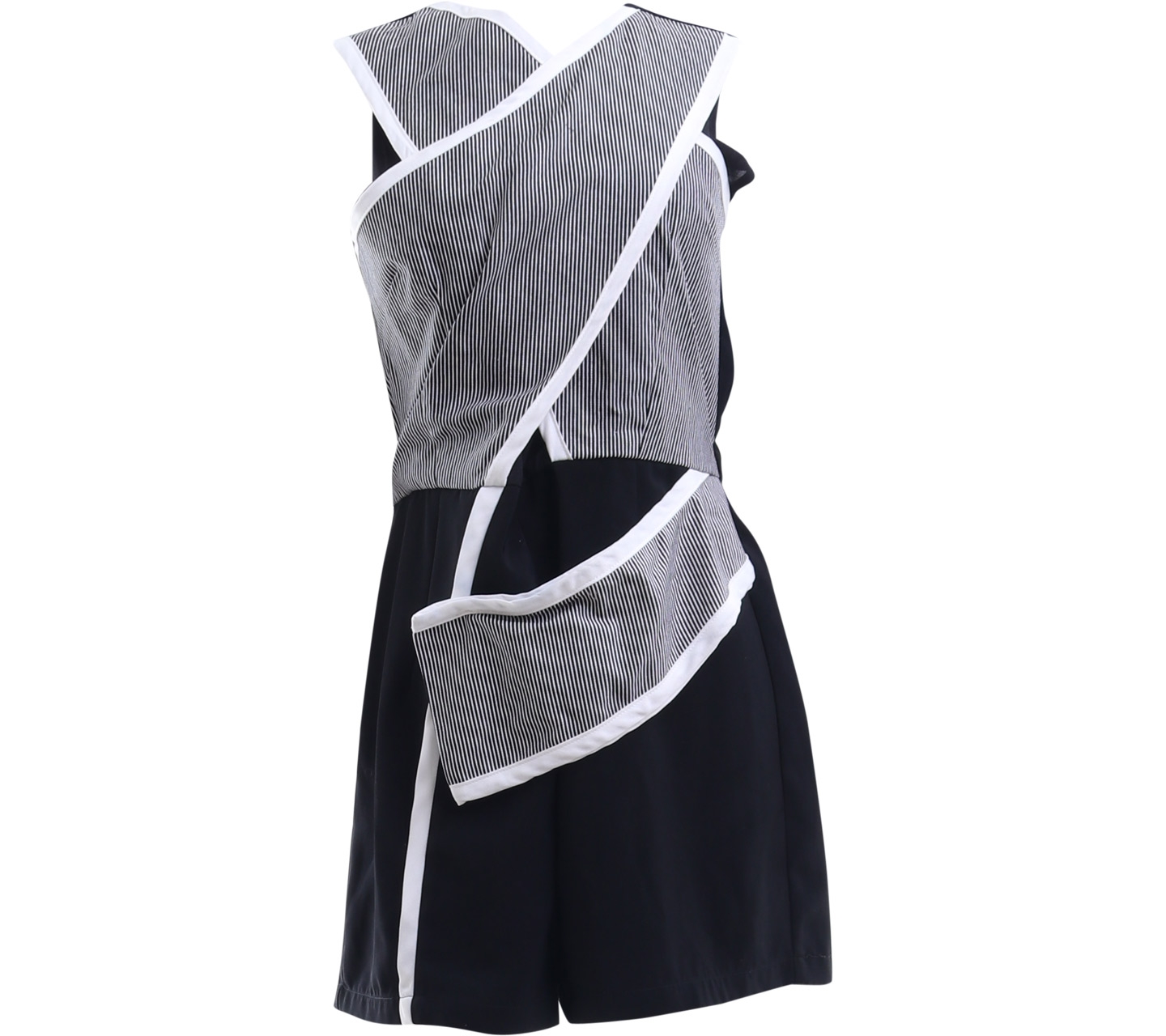 X Sml Black & White Striped Jumpsuit