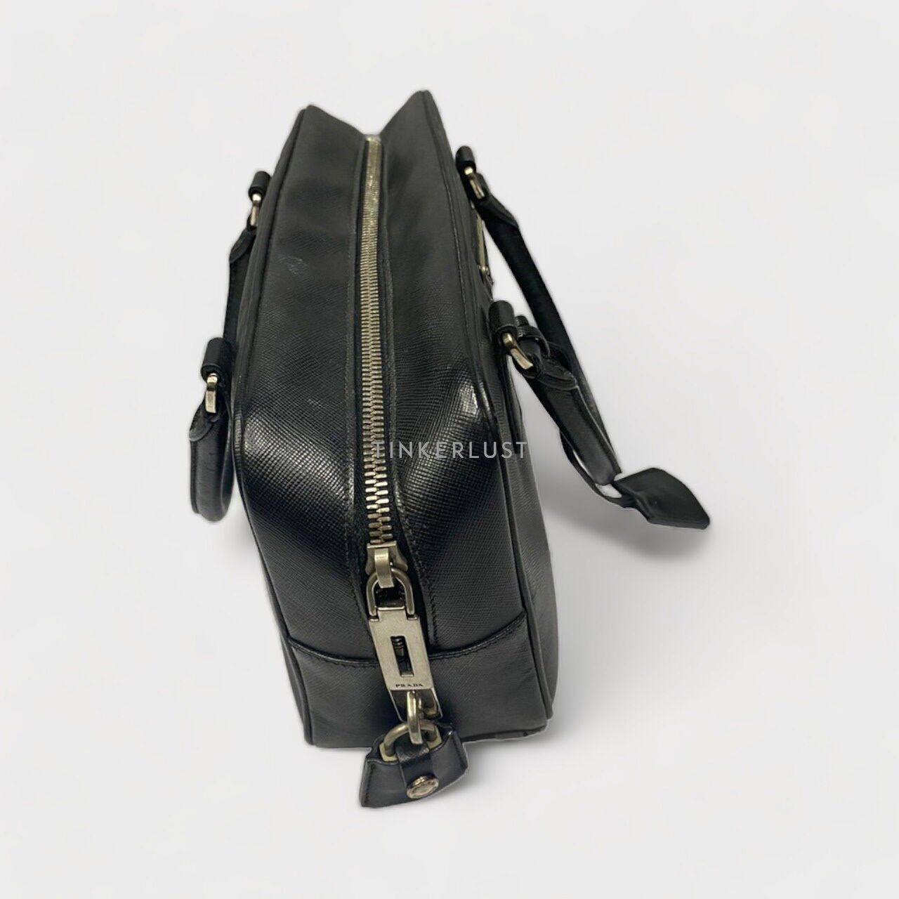 Prada Black Saffiano Leather Briefcase Luggage Bag