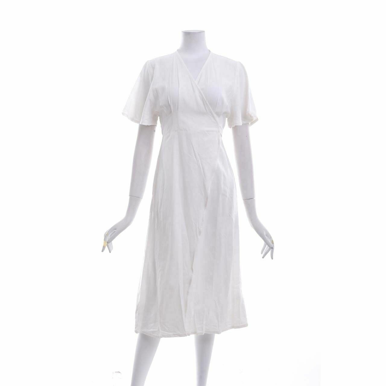 Eunoia White Wrap Midi Dress
