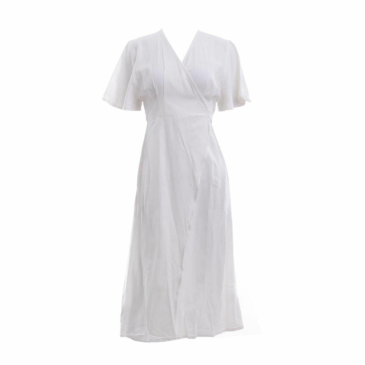 Eunoia White Wrap Midi Dress