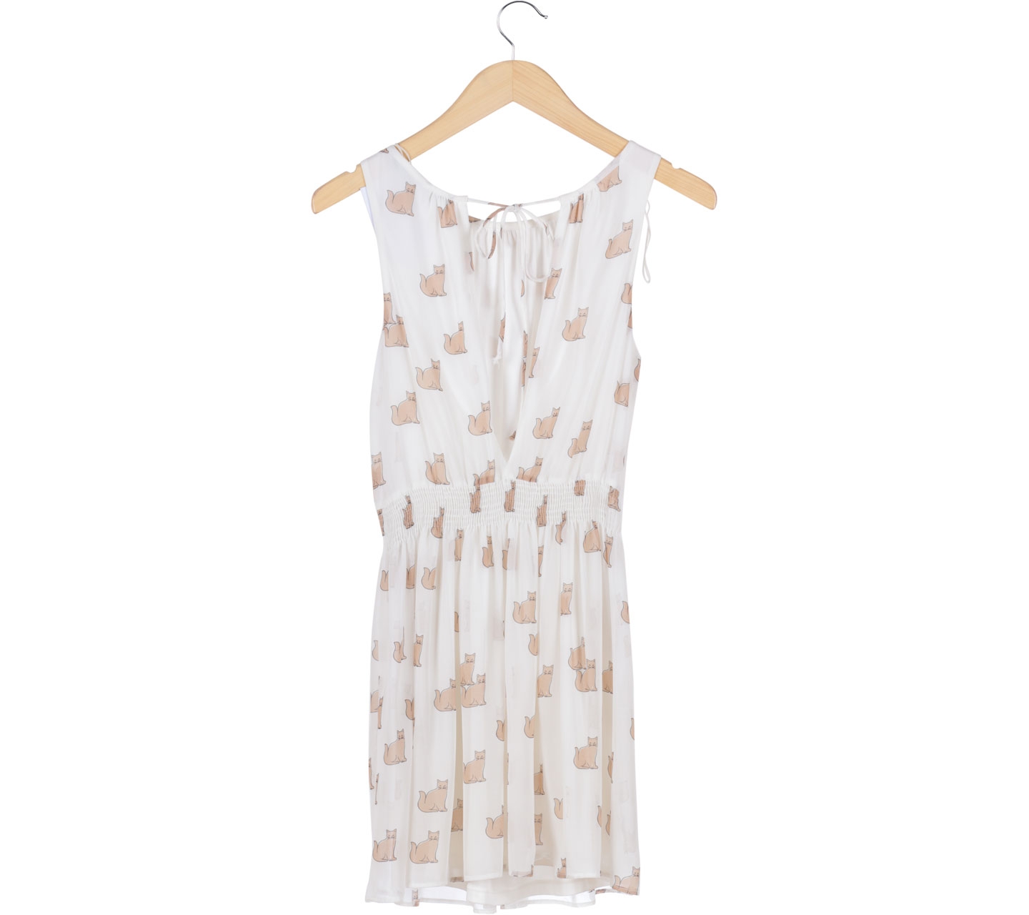 Zara White V-Neck Cat Mini Dress