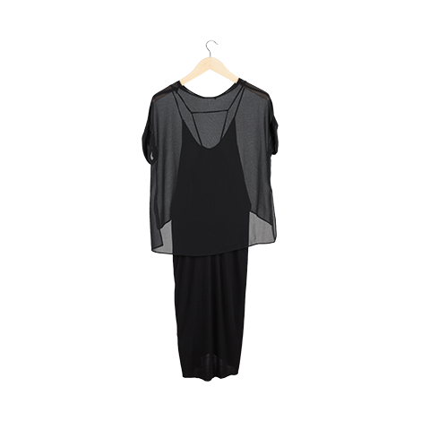 Black Blouse Midi Dress