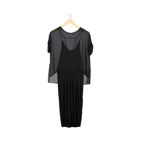 Black Blouse Midi Dress